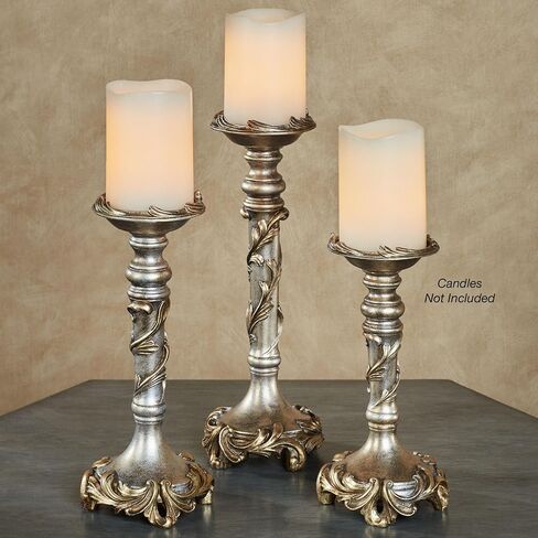Vina Elegante Victorian Style Gold Candleholders | Traditional Centerpiece Decor with Acanthus Leaves Design | Holds Pillar or Taper Candles in Saudi Arabia