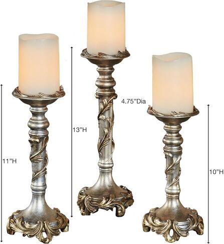 Vina Elegante Victorian Style Gold Candleholders | Traditional Centerpiece Decor with Acanthus Leaves Design | Holds Pillar or Taper Candles in Saudi Arabia