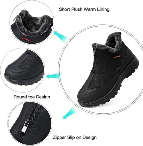 TEMOFON Winter Snow Boots for Women: Waterproof Warm Fur Lined Walking Outdoor Ankle Booties Slip on Snow Shoes Size 5-12 in Saudi Arabia
