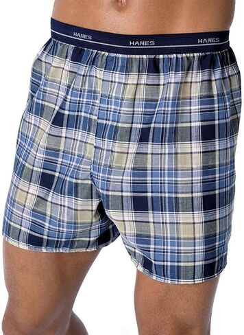 Hanes Men's 5-Pack Woven Exposed Waistband Boxers in Kuwait