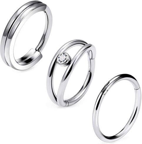 Ruifan 20g 18g 16g Titanium Rings Rings Hoops for Women Houps Double Flicker مفصلية الحاجز الأنف الحلقي الشفة الحلزونية الغضروف الطارئ قرط القرط الدؤوب المخروطية للمجوهرات الثقب للنساء 8 مم in Saudi Arabia