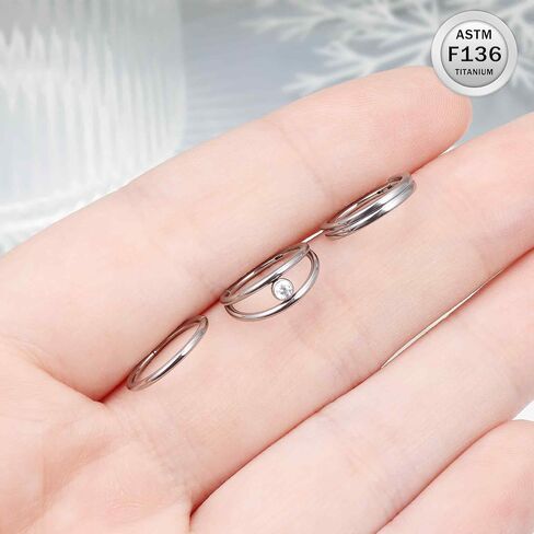 Ruifan 20g 18g 16g Titanium Rings Rings Hoops for Women Houps Double Flicker مفصلية الحاجز الأنف الحلقي الشفة الحلزونية الغضروف الطارئ قرط القرط الدؤوب المخروطية للمجوهرات الثقب للنساء 8 مم in Saudi Arabia