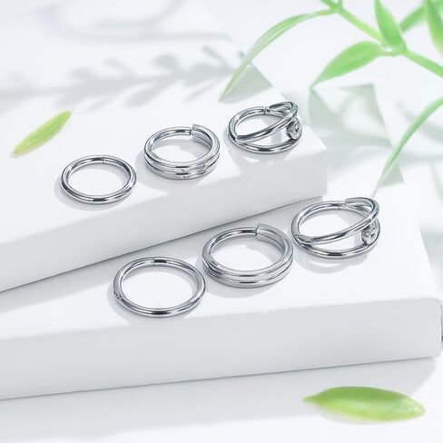 Ruifan 20g 18g 16g Titanium Rings Rings Hoops for Women Houps Double Flicker مفصلية الحاجز الأنف الحلقي الشفة الحلزونية الغضروف الطارئ قرط القرط الدؤوب المخروطية للمجوهرات الثقب للنساء 8 مم in Saudi Arabia