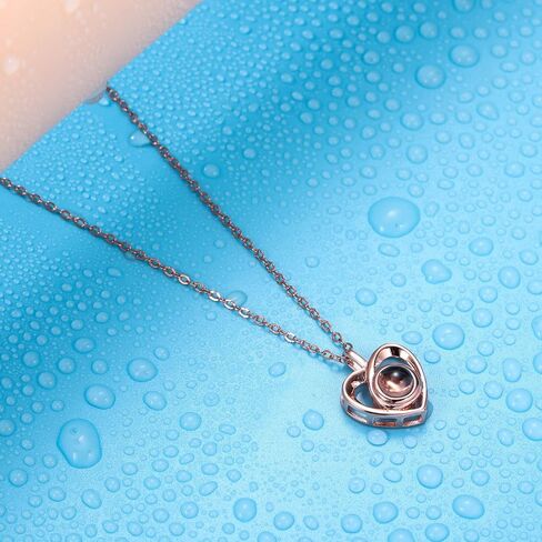 OTXIXTO Personalized Projection Picture Pendant 925 Sterling Silver Necklace Heart-Shaped Pendant Birthday Anniversary Jewelry Gifts for Her/Women/Mom/Girlfriend in Saudi Arabia