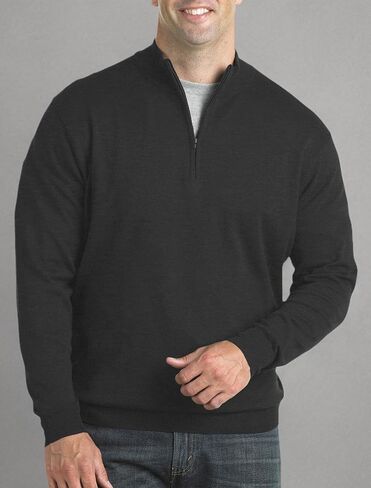 Harbor Bay by DXL Men's Big and Tall Quarter-Zip Pullover Sweater | Lightweight Cotton with Ribbed-Knit Collar, Cuffs and Hem in Saudi Arabia