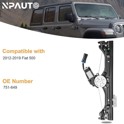 NPAUTO Front Right Passenger Side Power Window Regulator with Motor Replacement for Fiat 500 2012 2013 2014 2015 2016 2017 2018 2019, 751-649 in Saudi Arabia
