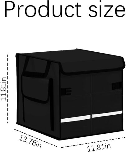 Car Trunk Organizer, Multi-Compartment Collapsible Vehicle Cargo Storage Organizer with Lid, Non Slip Waterproof Storage Box with Reinforced Handles, Universal Automotive Accessories (Black) in Saudi Arabia