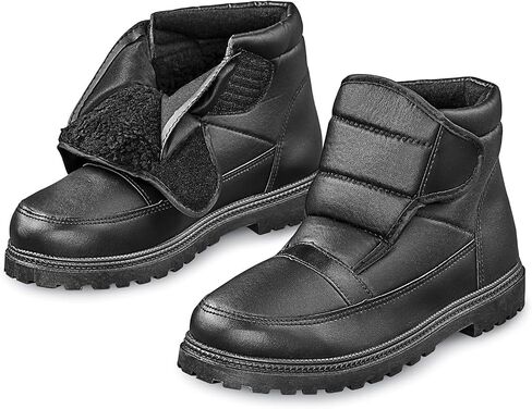 Collections Etc Mens Adjustable Easy-On Non Slip Water-Resistant Strap Winter Boots in Kuwait