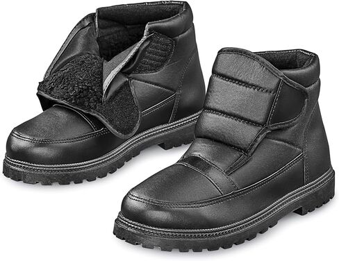 Collections Etc Mens Adjustable Easy-On Non Slip Water-Resistant Strap Winter Boots in Kuwait