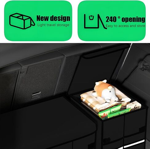 Car Trunk Organizer, Multi-Compartment Collapsible Vehicle Cargo Storage Organizer with Lid, Non Slip Waterproof Storage Box with Reinforced Handles, Universal Automotive Accessories (Black) in Saudi Arabia
