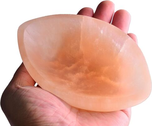 AMOYSTONE Natural Selenite Bowl Large Round Shaped Crystal Bowl 5.5" Selenite Charging Station Extra Large for Charging Cleansing Crystal Jewelry in Kuwait