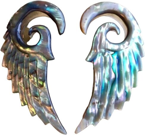 Lobal Domination Pair of Organic Abalone Angel Wing Tapers - Plugs Expanders - Body Jewelry in Kuwait