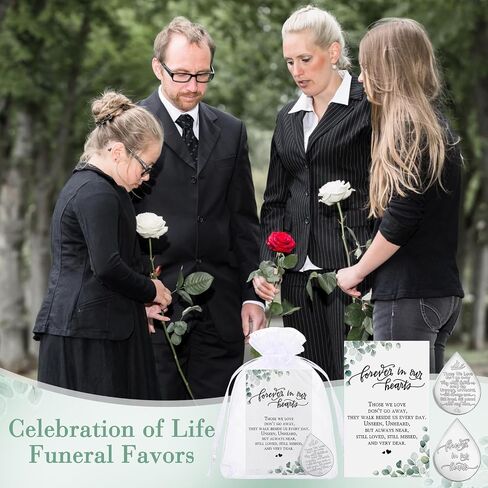 Ctosree 100 Sets Mini Tear Shaped Memorial Ornament Includes Tear Drop Shaped Ornament Memorial Pocket Token Funeral Prayer Cards and Organza Bags for Funeral Sympathy Gifts in Saudi Arabia