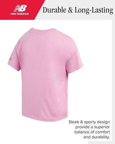 New Balance Girls Short Set - 3 Piece Short Sleeve Athletic Graphic Tee and Fleece Active Shorts for Girls (Sizes: 7-12) in Saudi Arabia