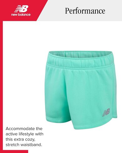 New Balance Girls Short Set - 3 Piece Short Sleeve Athletic Graphic Tee and Fleece Active Shorts for Girls (Sizes: 7-12) in Saudi Arabia