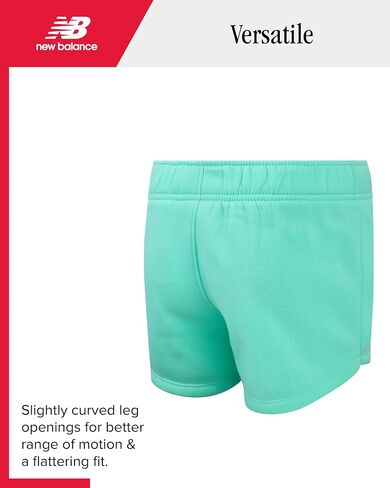 New Balance Girls Short Set - 3 Piece Short Sleeve Athletic Graphic Tee and Fleece Active Shorts for Girls (Sizes: 7-12) in Saudi Arabia