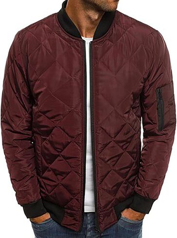 Men's Packable Puffer Jacket Lightweight Softshell Diamond Quilted Jackets Winter Slim Fit Padded Bomber Outerwear in Kuwait