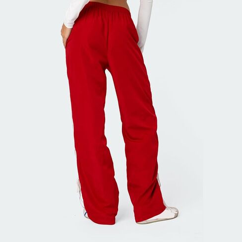 Aopwsrlyi Women Wide Leg Track Pants Y2K Parachute Pants Elastic Low Rise Side Striped Sweatpants with Pockets in Saudi Arabia