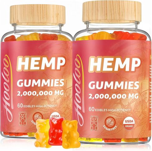 Hooloo Homp Hemp Gummies للبالغين - فاعلية عالية 2،000.000 ملغ ، 100 ٪ طبيعية طبيعية نقية السكر الحرة الفواكه القنب ، مصنوعة في الولايات المتحدة الأمريكية in Kuwait