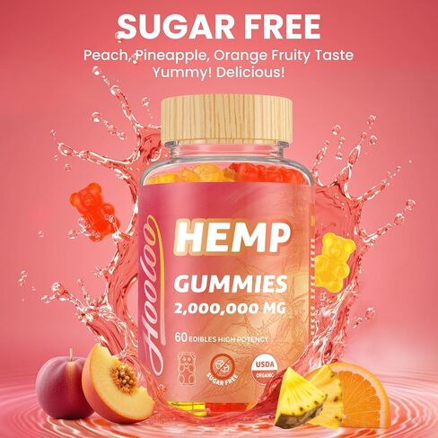 Hooloo Homp Hemp Gummies للبالغين - فاعلية عالية 2،000.000 ملغ ، 100 ٪ طبيعية طبيعية نقية السكر الحرة الفواكه القنب ، مصنوعة في الولايات المتحدة الأمريكية in Kuwait