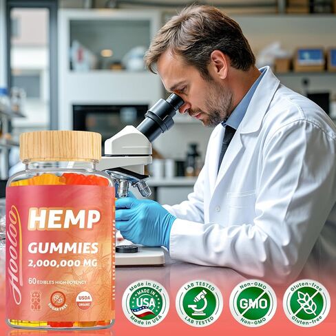 Hooloo Homp Hemp Gummies للبالغين - فاعلية عالية 2،000.000 ملغ ، 100 ٪ طبيعية طبيعية نقية السكر الحرة الفواكه القنب ، مصنوعة في الولايات المتحدة الأمريكية in Kuwait