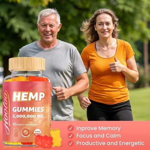 Hooloo Homp Hemp Gummies للبالغين - فاعلية عالية 2،000.000 ملغ ، 100 ٪ طبيعية طبيعية نقية السكر الحرة الفواكه القنب ، مصنوعة في الولايات المتحدة الأمريكية in Kuwait