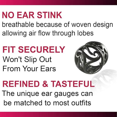 bodyjewellery Small Ear gauges Size 00 Pretty 10mm - Black Alloy Double Flared - Pierced Body Piercing Jewelry BL-T-035 - يباع كزوج in Saudi Arabia