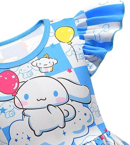 Girls Princess Dress Cute Cartoon Ruffle Sleeve Dresses Kids Summer Casual Playwear Outfit in Saudi Arabia