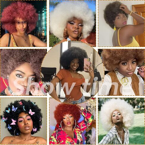 Curly Wig for Black Women Full and Soft Short Curly Wig with Bangs Afro Loose Curls Afro Kinky Wigs for African Black Women (Yellow) in Saudi Arabia