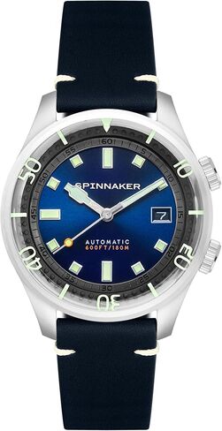 Spinnaker Bradner Men's Automatic 3 Hands Watch with Black Dial and Red Genuine Leather Strap - SP-5062-01 in Kuwait