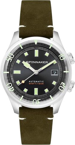 Spinnaker Bradner Men's Automatic 3 Hands Watch with Black Dial and Red Genuine Leather Strap - SP-5062-01 in Kuwait