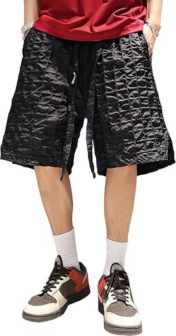 MOKEWEN Men's Drawstring Techwear Jogger Cargo Streetwear Shorts with Pockets in Kuwait