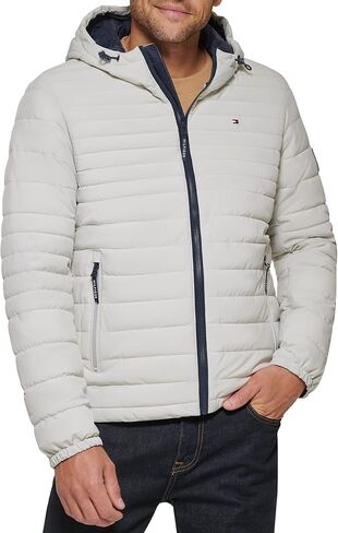 Tommy Hilfiger Men's Stretch Poly Hooded Packable Jacket, Port, Medium in Kuwait