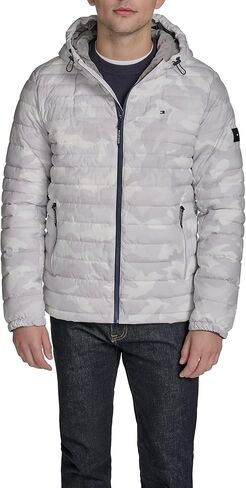 Tommy Hilfiger Men's Stretch Poly Hooded Packable Jacket, Port, Medium in Kuwait