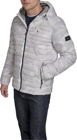 Tommy Hilfiger Men's Stretch Poly Hooded Packable Jacket, Port, Medium in Kuwait