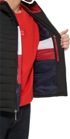 Tommy Hilfiger Men's Stretch Poly Hooded Packable Jacket, Port, Medium in Saudi Arabia