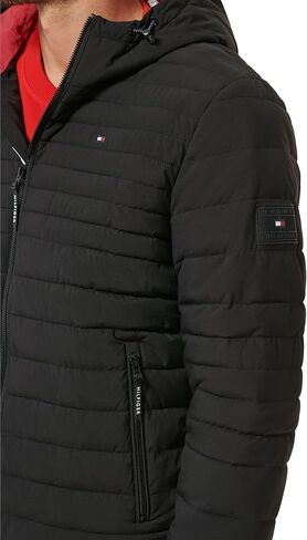 Tommy Hilfiger Men's Stretch Poly Hooded Packable Jacket, Port, Medium in Saudi Arabia