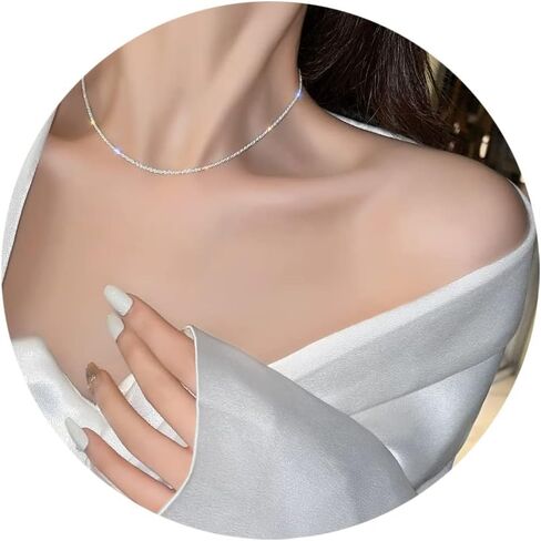 925 Sterling Silver Singapore Chain Clasp Clasp Paperclace Necklace for Women Farndicling سلسلة 2mm2.5mmmmm4mm5mmms لها in Kuwait