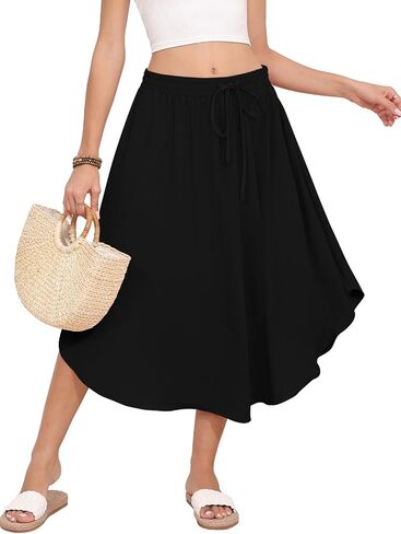 DB MOON Womens 2025 Midi Length Skirt Business Casual Flowy Curved Hem Skirts with Pockets Teacher Outfits in Saudi Arabia