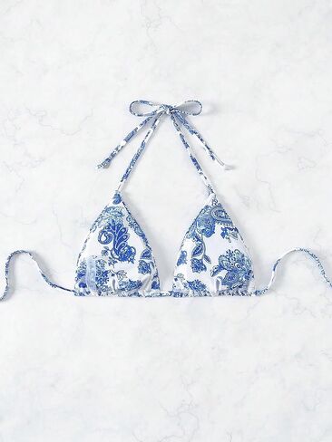 SOLY HUX Women's Summer Floral Print Halter Bikini Tops Tie Back Padded Swimsuit Top Beachwear in Saudi Arabia