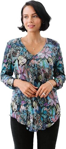 Printed Crinkle Mesh Blouse - Designer Hand-Finished Shirts for Women in Kuwait