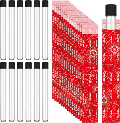 84 Pcs Tampon Set: 12 Reusable Plastic Tubes & 72 Tampon Reusable Wrappers for Women, White, Plastic, Polished in Saudi Arabia