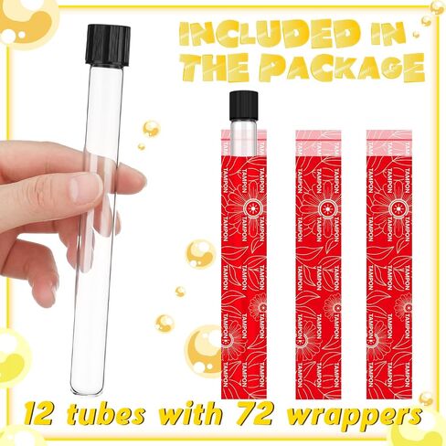 84 Pcs Tampon Set: 12 Reusable Plastic Tubes & 72 Tampon Reusable Wrappers for Women, White, Plastic, Polished in Saudi Arabia