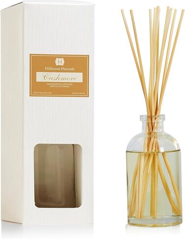 Hillhouse Naturals Reed Diffuser Set - Cashmere Scent Diffuser - Reed Diffusers for Home with Long Lasting Fragrance – 6 oz Oil – Diffuse Time 4-6 Months – Made in The USA in Saudi Arabia