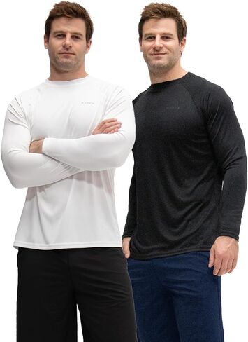 KISTA 2 Pack Men's Long Sleeve Quick Dry Shirts UPF 50+ Garage Garden Fishing Running Lightweight Homewear in Kuwait