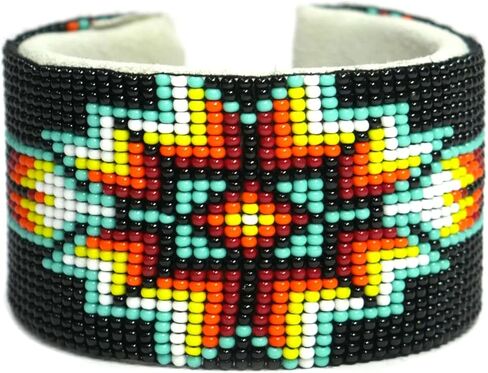 Handmade Beaded leather Cuff bracelet, Bohemian bracelet, women's bracelet, native bracelet, bangle, western, aztec bracelet,Adjustable in Kuwait