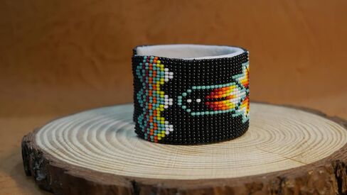 Handmade Beaded leather Cuff bracelet, Bohemian bracelet, women's bracelet, native bracelet, bangle, western, aztec bracelet,Adjustable in Kuwait