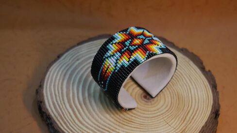 Handmade Beaded leather Cuff bracelet, Bohemian bracelet, women's bracelet, native bracelet, bangle, western, aztec bracelet,Adjustable in Kuwait