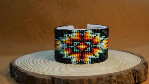 Handmade Beaded leather Cuff bracelet, Bohemian bracelet, women's bracelet, native bracelet, bangle, western, aztec bracelet,Adjustable in Kuwait