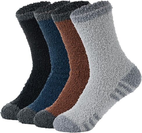 Mens Fuzzy Slipper Socks Fluffy Cozy Socks Unisex Winter Warm Sleep Socks Crew Fleece Socks Women in Saudi Arabia